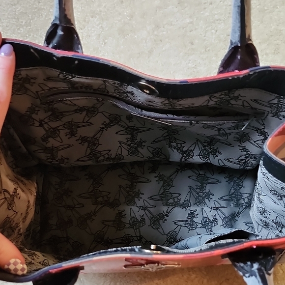 Vivienne Westwood Red and Gray Plaid Tote Bag - Picture 4 of 16